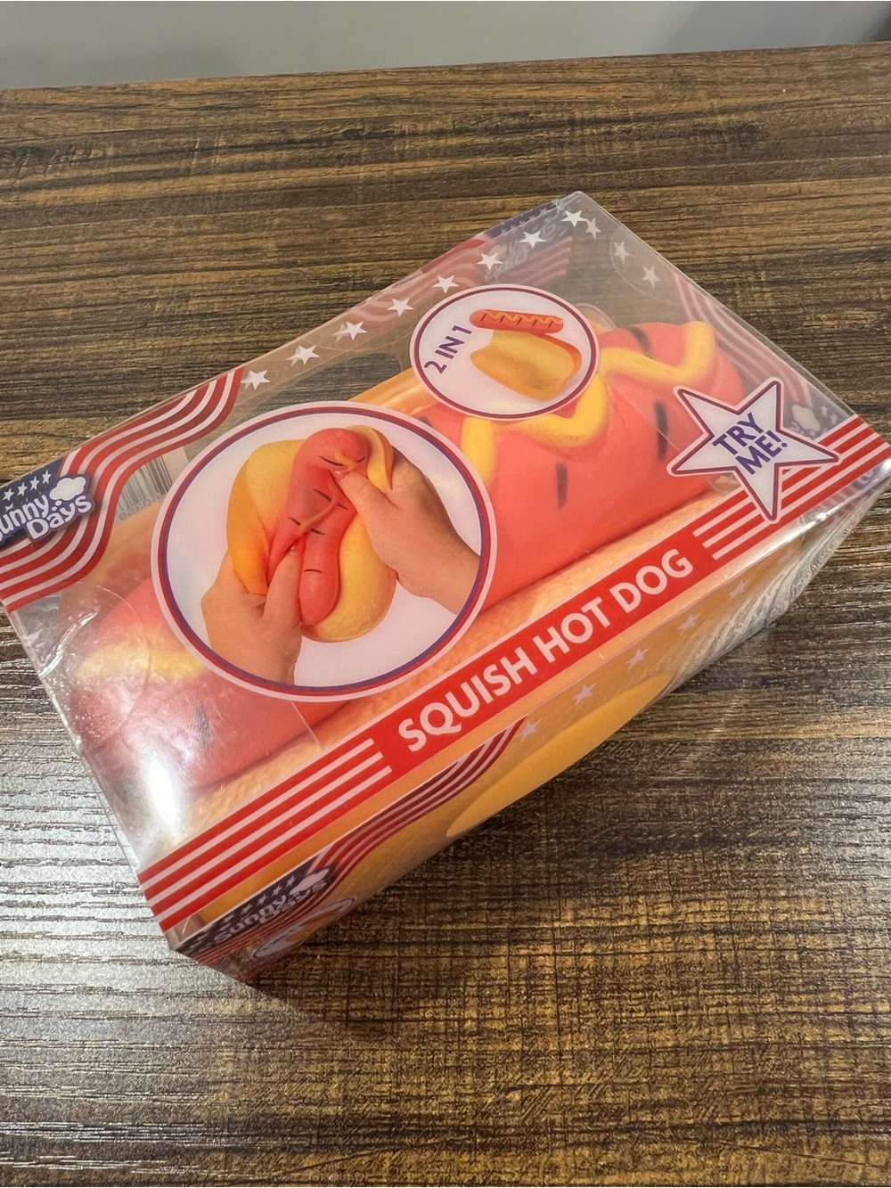 Sunny Days Squeezy Hot Dog 2-in-1 Squeeze Toy Squishy 🌭 New in Box